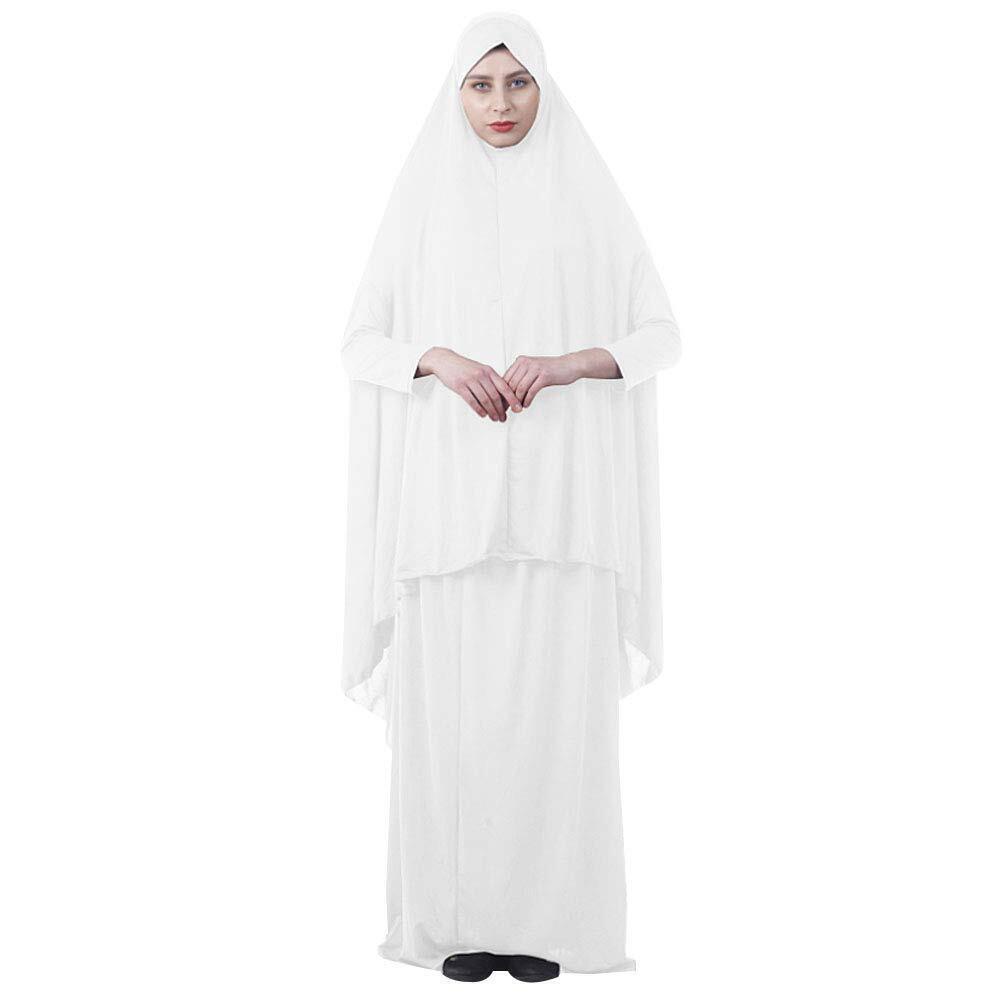3838 Women's Muslim Two-piece Prayer Hijab Full Length Islamic Abaya Sets